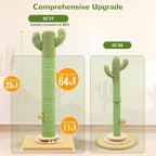 Globlazer Extra Thick Scratching Posts for Indoor Large Cats Adults, 37inch Cactus Cat Scratching Post Cat Scratcher Cute Sisal Scratching Post with Modern Wooden Ball Tracking Interactive Toys, SC37