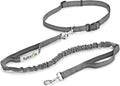 Tuff Mutt Hands Free Dog Leash for Walking Running Hiking, Waist Leash with Bungee, Adjustable Belt, Reflective Double Handle Design for Large Medium Dogs
