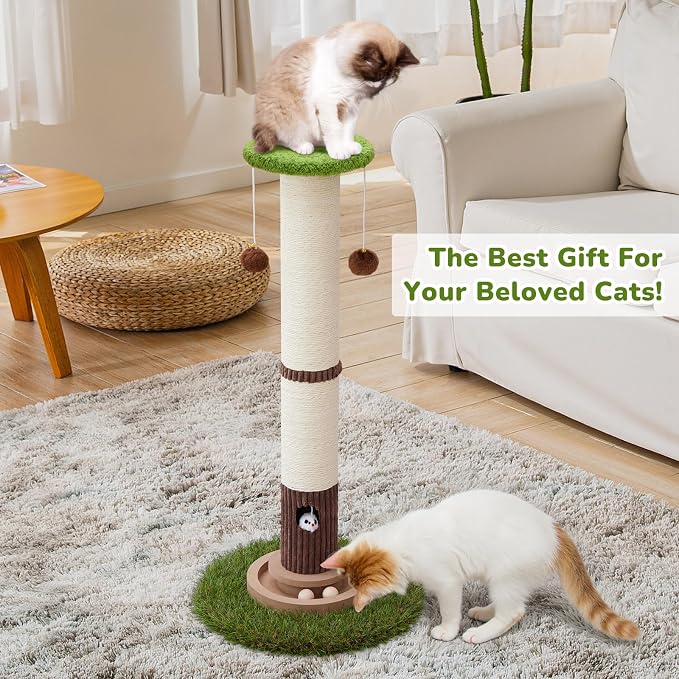 Woochpet 34" Tall Cat Scratching Posts,Heavy Duty and Thicker Cat Scratcher | Protect Furniture,Modern Boho Cat Post,For Indoor Cats,Interactive Cat Toys