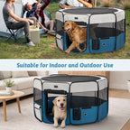 PETSFIT Portable Dog Playpen 45", Removable Waterproof Mat, Zippered Roof | Jump-proof, Collapsible Storage, RV Camping Travel, Indoor Outdoor Use, Large Dogs and Cats, 45.5"L x 45.5"W x 28.5"H