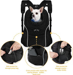 WOYYHO Pet Dog Carrier Backpack, Ventilated Small Dog Front Backpack | Small Dog Front Backpack, with Adjustable Straps, Safety Belt, Storage Pockets, for Travel Hiking Outdoor, Solid Black, M