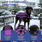 ASENKU Reversible Dog Winter Coat, Dog Jacket for Small Medium Large Dogs | Windproof Plaid Fleece Lining for Cold Weather, Water-resistant Outer Shell, Puppy Puffer Vest with Leash Hole, Purple 2XL