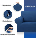 Stretch Oversized Couch Covers for Sofa Slipcover,Classic Blue | 1-Piece Washable Sofa Cover (94"-110") 4-Seater Furniture Protector, Soft Jacquard Non-Slip Elastic Bottom for Dogs & Kids