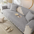 Cotton Quilted Dog Couch Cover for Sofa Farmhouse Rustic Embroidery Sectional Couch Cover Soft Anti-Slip Sofa Slipcover Furniture Protector for Kids, Pets (Grey,36"x63")