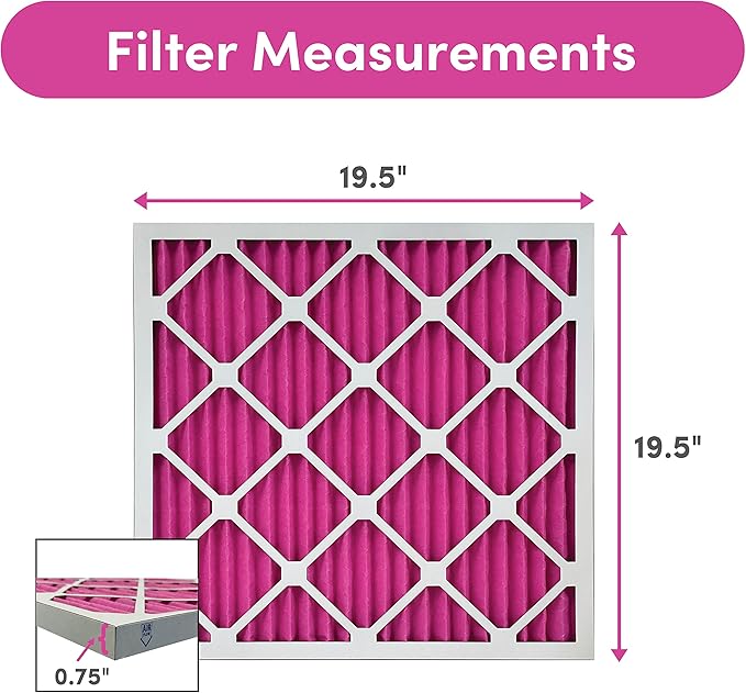 20x20x1 Air Filter (2-Pack) | Made in the USA | Color Changing | Remove Cat and Dog Odor | MERV 8 for Pet Hair Dander and Dust | 19.5"x19.5"x0.75" Exact Size