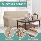 YEMYHOM Couch Cover Latest Jacquard Design High Stretch Sofa Covers for 3 Cushion Couch, Pet Dog Cat Proof Slipcover Non Slip Magic Elastic Furniture Protector (Sofa, Khaki)