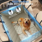 Btefd Back Seat Extender for Dogs, Hard Bottom Dog Hammock for Car & SUV | Dog Seat Cover Supports 420lbs, 45% More Space, Waterproof, Mesh Window, Scratch Resistant, Non-Slip, Easy Care, Beige