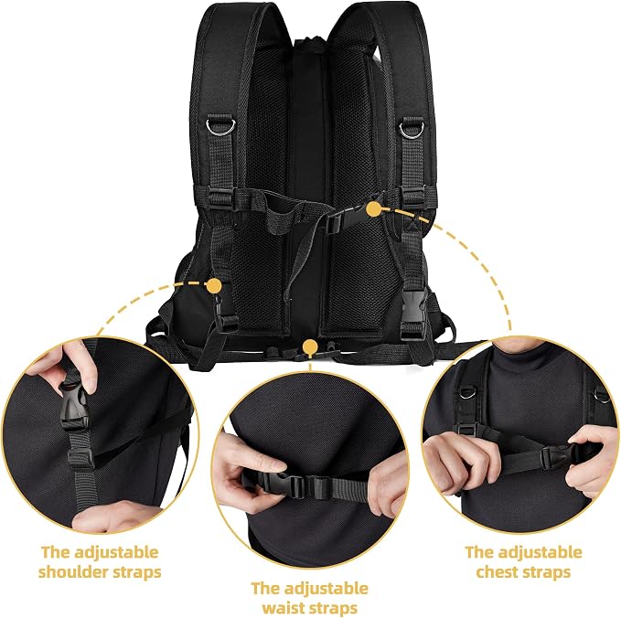 WOYYHO Pet Dog Carrier Backpack, Ventilated Small Dog Front Backpack | Small Dog Front Backpack, with Adjustable Straps, Safety Belt, Storage Pockets, for Travel Hiking Outdoor, Solid Black, M