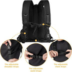 WOYYHO Pet Dog Carrier Backpack, Ventilated Small Dog Front Backpack | Small Dog Front Backpack, with Adjustable Straps, Safety Belt, Storage Pockets, for Travel Hiking Outdoor, Solid Black, M