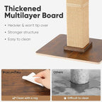 FUKUMARU Retro-Style Cat Scratching Post with Perch for Indoor Adult Cats | 28.7" Elevated Tall Cat Bed, Solid Wood Large Cat Scratcher Tower with Bed, Aesthetic Cat Tree Furniture with Natural Sisal