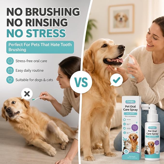 Pet Oral Care Spray, Dog Dental Spray for Dog Teeth Cleaning, Natural Dog Breath Freshener, Daily Dog Dental Care & Cat Dental Care Solution,No Brush Required Pet Mouth Freshener Spray for Dogs & Cats | Dog Dental Spray For Dog Teeth Cleaning & Cat Den...