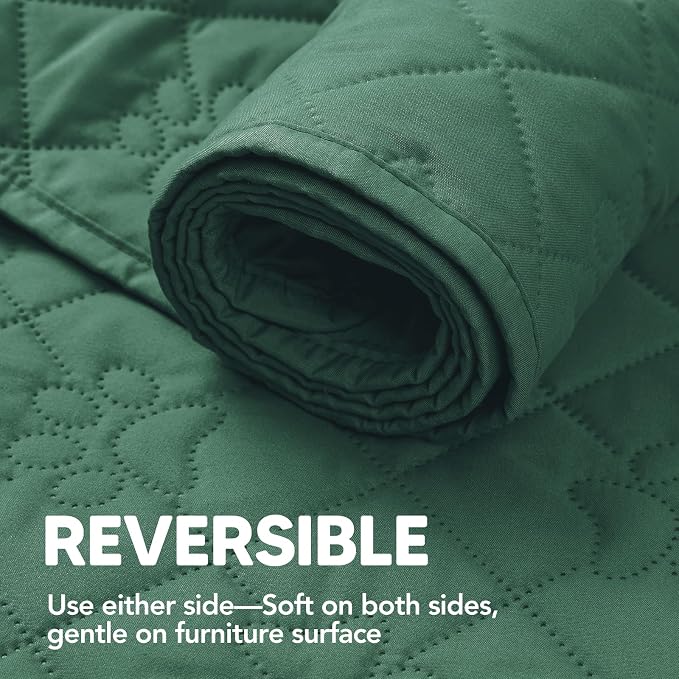 PAWFINITY Waterproof Bed Cover for Dogs, Pet Blanket for Mattress Washable | Paw Print Quilted, Hair Resistant, Anti Cat Scratch, Pee Proof Furniture Protector for Cal King Bed, 82x102 Inch, Green
