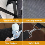 PETICON Waterproof Dog Car Seat for Small Medium Dogs, 6in Memory Foam | Pet Booster Seat for Dogs up to 26 lbs with Pockets, Detachable Washable Pet Carseat with Y-Shape Safety Belt