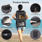 2-in-1 Double Pet Carrier Backpack for Small Cats & Dogs, Black | Portable Pet Travel Carrier with Super Ventilated Design, Ideal for Hiking, Camping and Outdoor Adventures