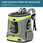 Petsfit Pet Backpack Carrier Easy-Fit Dog Travel Backpack Carrier for Hiking Walking Cycling Suitable for Small Medium Dogs Cats and Rabbits up to 22 Pounds, Green | 13.5 x 12.5 x 17.5 in; reinforced frame, 600D Oxford, 4 mesh panels, lockable zippers,...