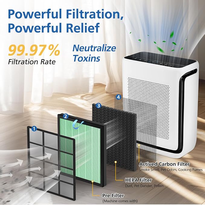 Vital 200S-P Toxin Replacement Filter for LEVOIT Vital 200S Air Purifier | 3-in-1 Filtration with Activated Carbon Vital 200S Filter, Vital 200S-RF-TX(LRF-V201-GUS) for Toxin, Dust, Smoke,2 Pack,Green