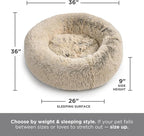 Best Friends by Sheri The Original Calming Donut Dog Bed for Large Dogs up to 100 lbs, Shag Faux Fur, Cotton Candy Pink, 36" x 36"