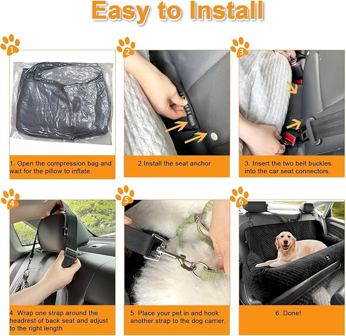 Dog Car Seat for Large Dogs Under 100 LBS,Dog Car Bed Washable Pet Travel,Super Soft Safe Removable Pet Booster Seat-Black