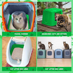 Bokon 25 Count Disposable Litter Box for Cat, Large Disposable Litter Tray for Travel Home Durable Portable Plastic Kitty Litters Boxes Leak-Resistant Easy-Grip Rim, 15.7 x 11.8 x 3 Inches(Green)