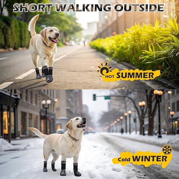 EXPAWLORER Dog Socks for Summer Hot Pavement to Prevent Licking Paws, Anti Slip Doggie Grippy Booties Shoes for Hardwood Floors, Boots & Paw Protectors for Small Medium Large Senior Dogs Black XS