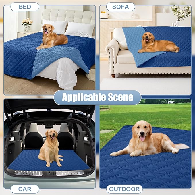Smiry Waterproof Reversible Pet Couch Covers for Dogs | Pet Friendly, Soft Fabric, Washable Sofa Furniture Protector for Dogs Cat Kids, Checkered (30"x53", Navy/Blue)