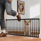 10''-15.8'' Height Adjustable Dog Gate, Extra Wide 18.1"-53" All Metal Short Dog Gate to Step Over, Pressure Mount Small Pet Puppy Gate for Stairs & Doorways(Black)