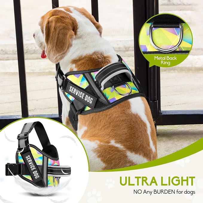 Service Dog Vest Harness and Leash Set, Animire in Training Dog Harness with 10 Dog Patches, Reflective Dog Leash with Soft Padded Handle for Small, Medium, Large, and Extra-Large Dogs