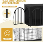 Hzuaneri 39.4" Wooden Dog Crate Furniture, Indoor Dog Kennel Dogs Cage for Small/Medium/Large Dogs, Heavy Duty Dog Crates Decorative Pet House End Side Table TV Stand, Black DFC84104B