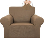 Stretch Chair Sofa Slipcover, Single Couch Cover,Camel | 1-Piece Washable Sofa Cover,Pet Friendly (31"-55") Furniture Protector Soft Jacquard Elastic Bottom for Dogs & Kids