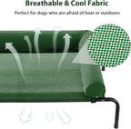 Cooling Elevated Dog Bed for Large Dogs – Waterproof Raised Dog Cot with Slope Headrest, Breathable Teslin Mesh, Durable & Portable Pet Bed for Indoor and Outdoor Use, Green
