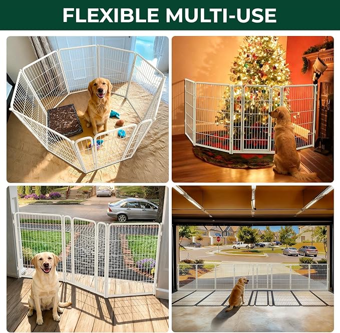 FXW Dog Gate, Extra Wide Adjustable for Openings Up to 165", 40" H | Flexible Space Control, Easy Walk-Through Access, 5 Panels + 1 Gate, For Medium & Large Dogs, Garage Use