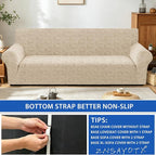 ZNSAYOTX Stretch Couch Cover, 1 Piece Oversized Sofa Covers for 3 Cushion Couch, Jacquard Sofa Slipcovers with Elastic Bottom Thickened Furniture Protector for Dog Cat Pet (X-Large, Khaki)