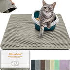 Cat Litter Mat 35"x24",Double Layer EVA litterbox Mat Beige | Extra Large Honeycomb, Waterproof & non-slip, Odor-free, easy clean, washable durable floor protector,scatter control