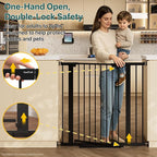 InnoTruth 29.6-39.1 in Wide x 35.5 in High Extra Tall Baby Gate, Black | Indoor Metal Dog Gate for Stairs and Doorways, Auto Close Walk Through Door for Pets, Double Lock, Pressure or Hardware Mount