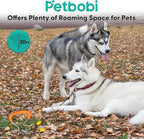 Petbobi Dog Tie Out Cable and Stake, 30ft Heavy Duty Dog Leads for Yard | 4in Shock Spring, 16in Spiral Ground Anchor, 360° No-Tangle Swivel, Chew-Proof Rustproof Wire, Up to 120 lbs, Outdoor Camping