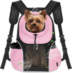 WOYYHO Pet Dog Carrier Backpack, Ventilated Mesh Small Dog Front Backpack | Breathable Puppy Back Pack, with Safety Belt, Storage Pockets, for Travel Hiking Cycling Outdoor Adventures, Pink, L