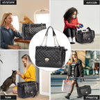 Fashion Pet Carrier Dogs Cat Small Animals Purse Bag, Leather Pet Carriers Dog Puppy Kitten Tote Travel Handbag TSA Airline-Approved