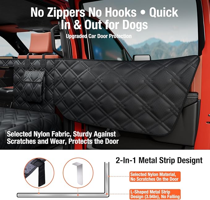 Surfcabin Truck Back Seat Extender for Dogs – Waterproof Full Size Pickup Pet Seat Cover with Door Protection, Hard Bottom Holds 420 lbs Dog Hammock for F150, RAM 1500 & More