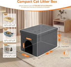 Zerbuger Cat Litter Box Enclosure Furniture for Odor Control,Hidden Cabinet | Cat Litter Box Furniture Ottoman With Flip-Up Lid,Cats Litter Box Bench With Storage Space, Dog Proof (Grey, Large)