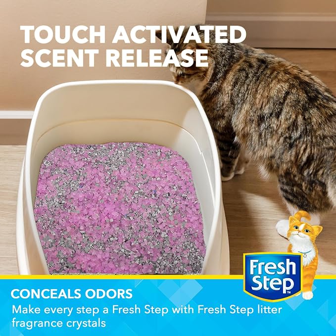 Fresh Step Cat Litter Crystals Deodorizer, Sweet Blossom Scent, 30 Oz | Non-toxic crystals, sweet blossom scent, odor neutralizing, any litter box