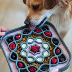 Messy Mutts Square Slow Feeder, 8 Inch, 2 Cup, Cool Grey | 8 x 8 Inch Square Silicone Puzzle Slow Feeder For Dogs And Cats, Holds 2 Cups, Dishwasher Safe