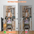EZIGO 55 Inch Retractable Baby Gates Extra Wide Baby Dog Gate for Stairs | 34 Inch Tall Retractable Dog Gate, One-Hand Operation Mesh Safety Pet Gate for Deck, Porch, Doorways Indoor Outdoor, Black