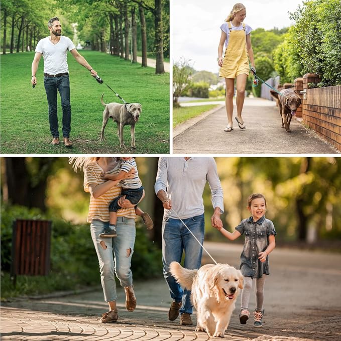 Long Dog Leash 30 FT: Heavy Duty Rope Leashes for Dogs Training with Swivel Lockable Hook Reflective Threads Bungee and Padded Handle - Dog Lead for Large Small Medium Dogs Outside Walking Hiking
