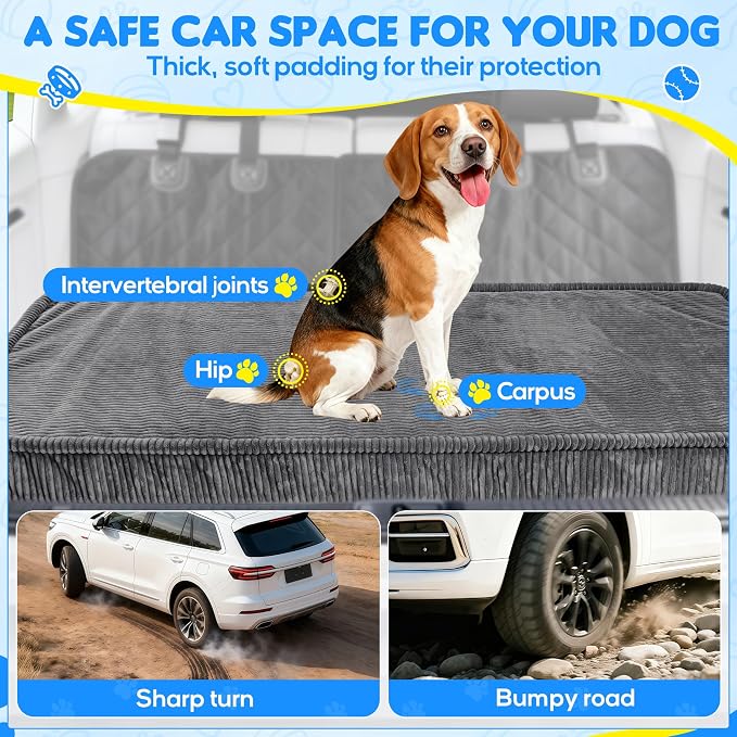 Loiion Dog Car Bed, Non-Slip Backseat Extender Pet Mat 56"x28.7" | Removable, Washable Dog Bed With Waterproof Liner Protects Car Seats, Anti-Slip Travel Bed For Dogs