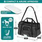 PetAmi Airline Approved Pet Carrier for Cats & Small Dogs, Soft Sided TSA Travel Carrier Bag with Sherpa Bed, Breathable Mesh Ventilation, Collapsible Bowl, Up to 18 lbs, Small Heather Dark Gray