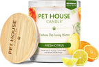 Pet House Vanilla Candle Plant-Based/Soy - Clean Burning Scented, Long Lasting Pet Odor Candle for Home - Fresh Citrus