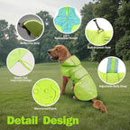 Kimee Dog Raincoat Reversible, Single Side Slicker Poncho Adjustable Waterproof Dog Rain Jacket with Leash Hole/Reflective Stripe Hooded Snowproof Windproof Clothes for Small to 3X-Large Dogs, 3XL