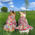 Parisian Pet Floral Dog Dress - 100% Cotton Summer Clothes for Medium Dogs Girl - Ruched Waist Pet Dress - Stylish Printed Beach Dog Outfit - Lightweight Puppy Clothes - Sleeveless Dresses for Dogs