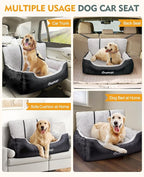 BurgeonNest Dog Car Seat for Small Dogs & Cats Under 55 lbs,Black