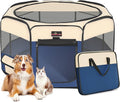 Aivituvin Dog Playpen, Foldable Pet Play Pens with Carrying Bag for Cat, Puppies, Rabbits, Portable Dog Tent Crates Cage for Travel Camping Indoor Outdoor, Removable Shade Cover, Blue S